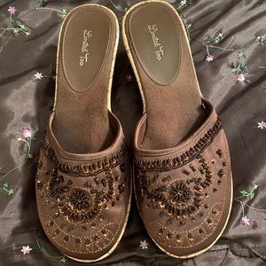 Limited Too brown sequins wedge heels
